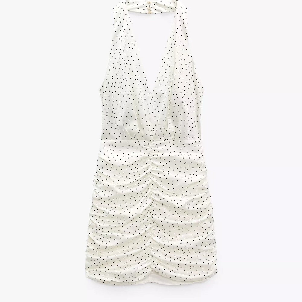 Zara White Polka Dot Halter Dress Never worn Size Small